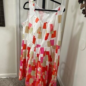 Pink and Orange Geometric Pattern Dress